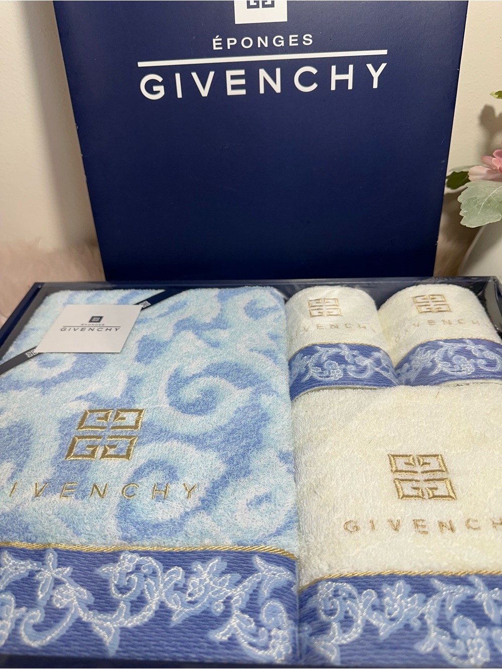 Givenchy Blue, Light Blue and White Designer Towel Gift Set